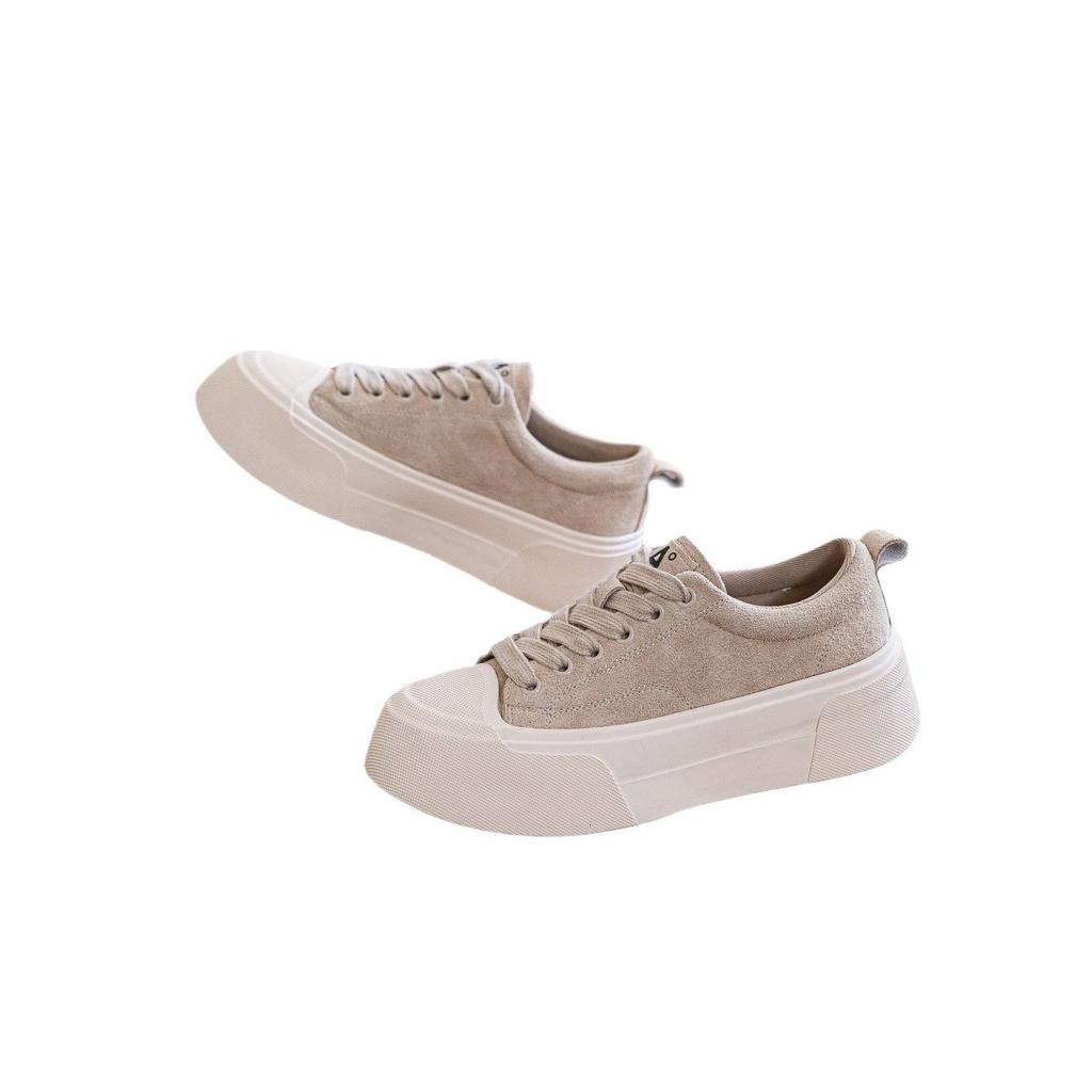 2025 autumn new leather muffin thick baseplate shoes women's retro versatile senior sense sports and leisure white shoes