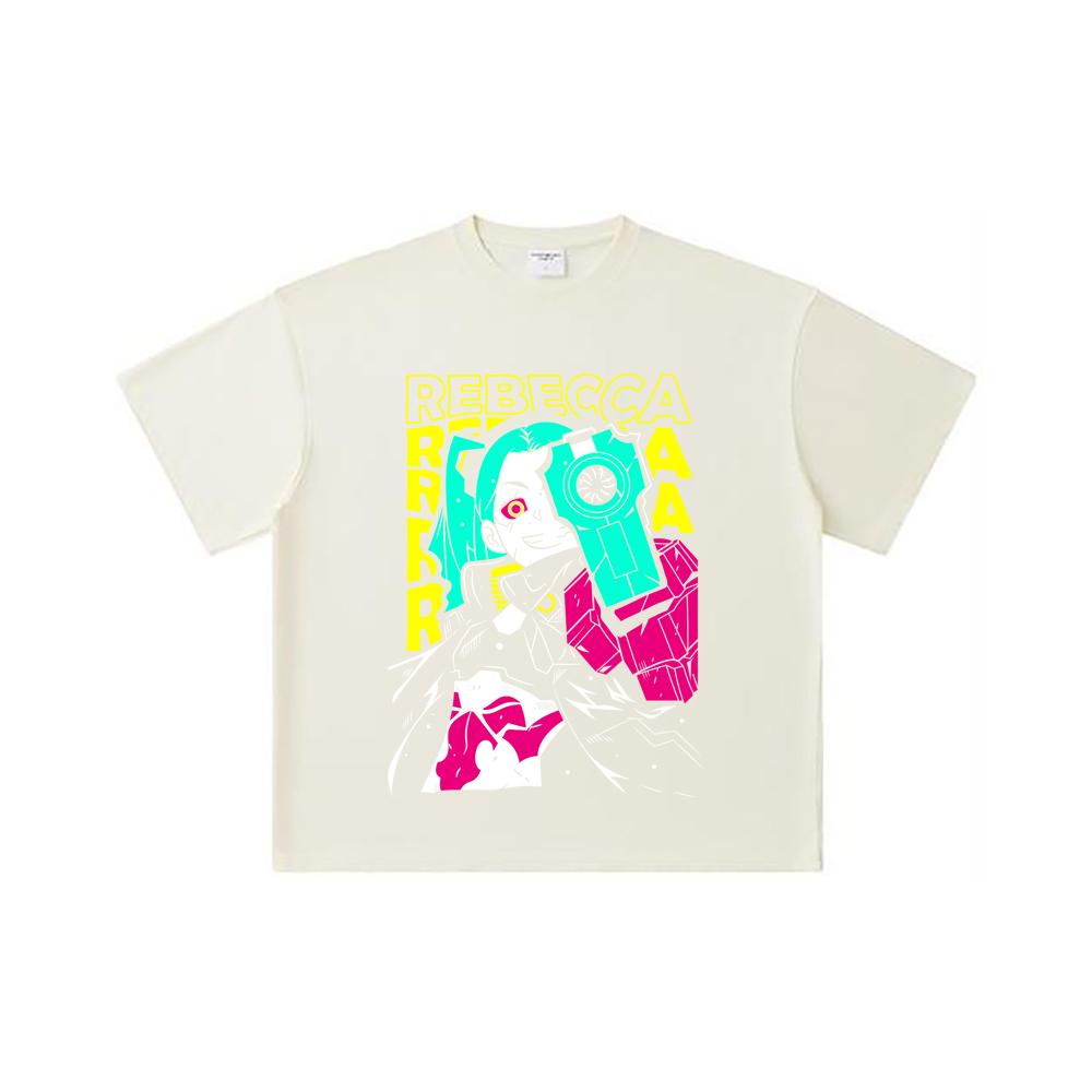 260 GSM Double Yarn 32 Count 100% Cotton Cyberpunk Edgerunners V5 Rebecca Print Unisex Heavy Cotton T Shirt