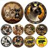 D Round Aluminum Metal Sign Cute Dog Pattern Decorative Plate Wreath Design Wall Art Mask Theme for Home Bar Club Room Entryway