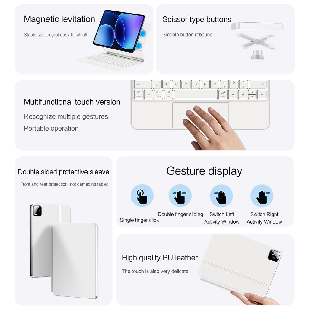 Magic Keyboard für Pad 8 7 Magnetische Hülle für MiPad 8 Mi Pad 8 7 Pro 11,2 Zoll POCO Pad X1 Intelligente Multi-Touch-Tastaturabdeckung