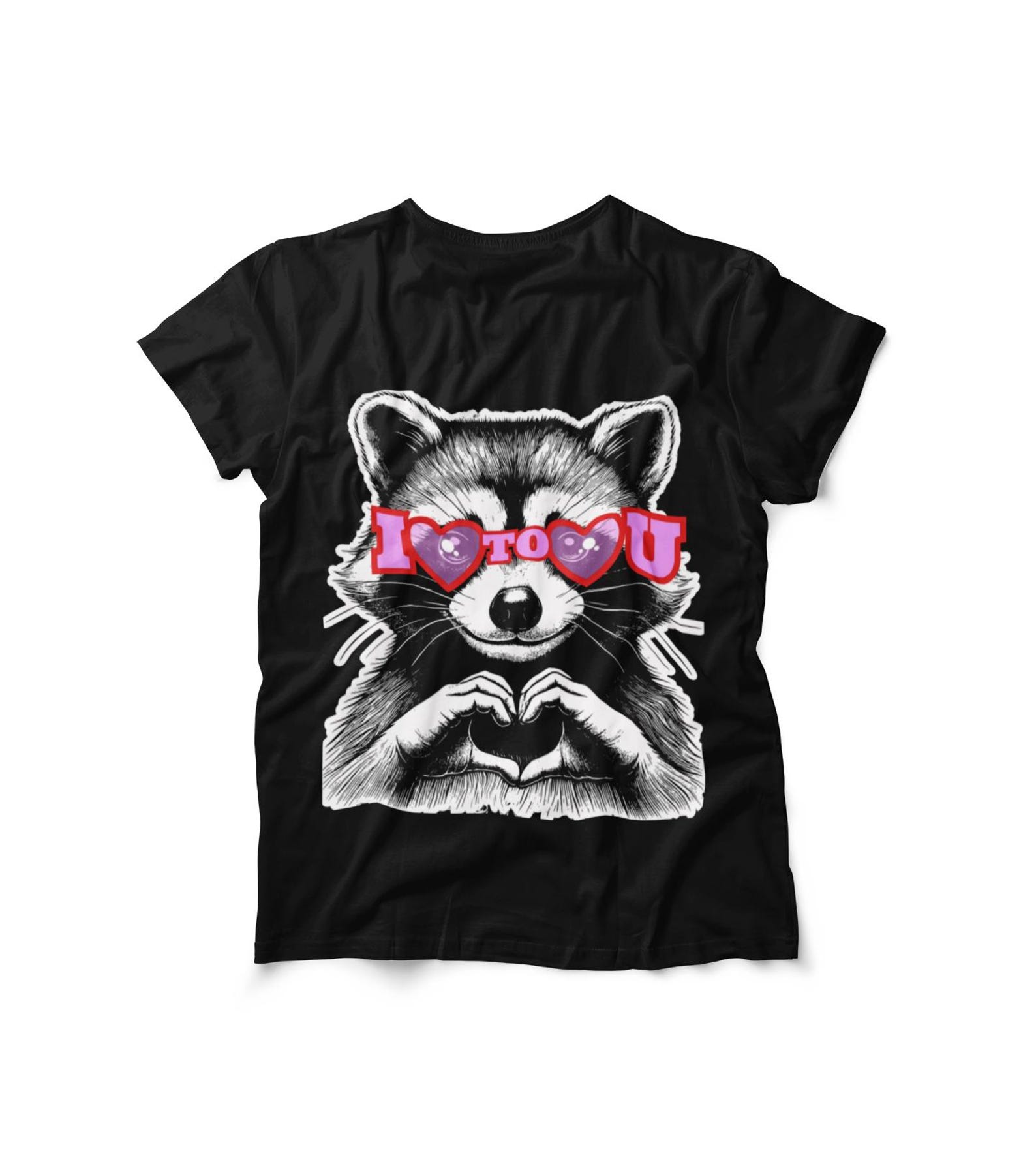 Raccoon Heart Hands T-Shirt | Vintage Animal Love Tee 2XL