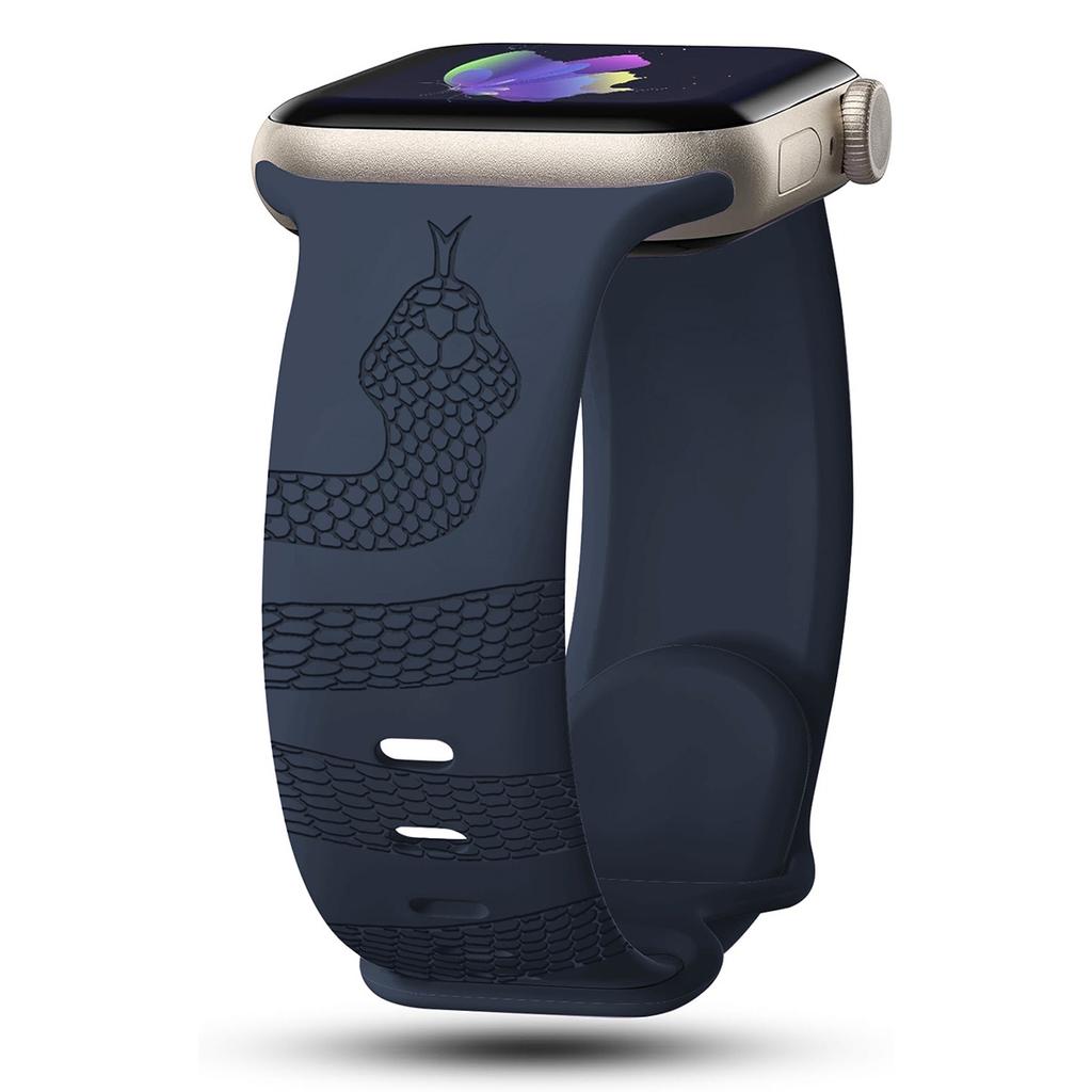 Korea Engraved Snake Silicone Band For Apple Watch 42mm 46mm 49mm 41 45 40 38 Band For Watch S10 9 8 7 Perfect Daily Wear Sport