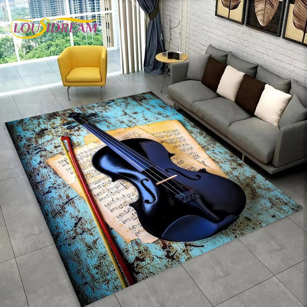 Classical Violin Instrument Music Area Rug,Carpet for Home Living Room Bedroom Sofa Doormat Kitchen Decor,kid Non-slip Floor Mat