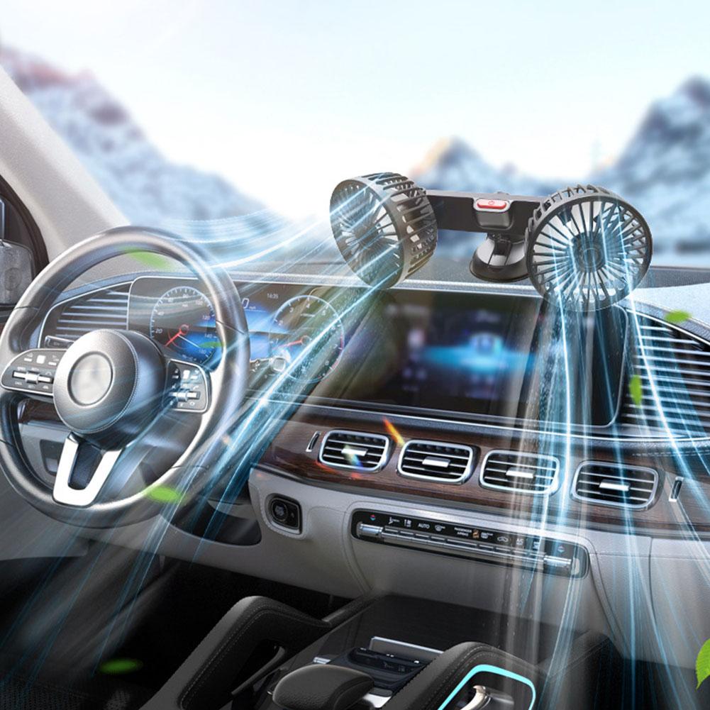 Car Seat Back Universal Cooling Fan 3-Speed USB Charge Dual Head Fan 360 Degree Rotation Neck Cooler for Car Interior Accessorie