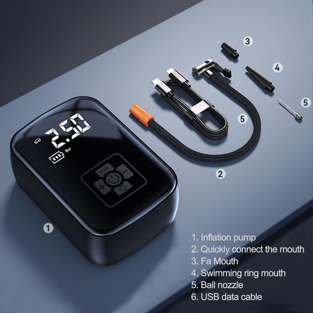 Portable Air Pump Electric Compressor 150Psi 30L/Min Car Tire Inflator Bike Motorcycle Tyre Inflation Cordless 5V 2A Power Bank