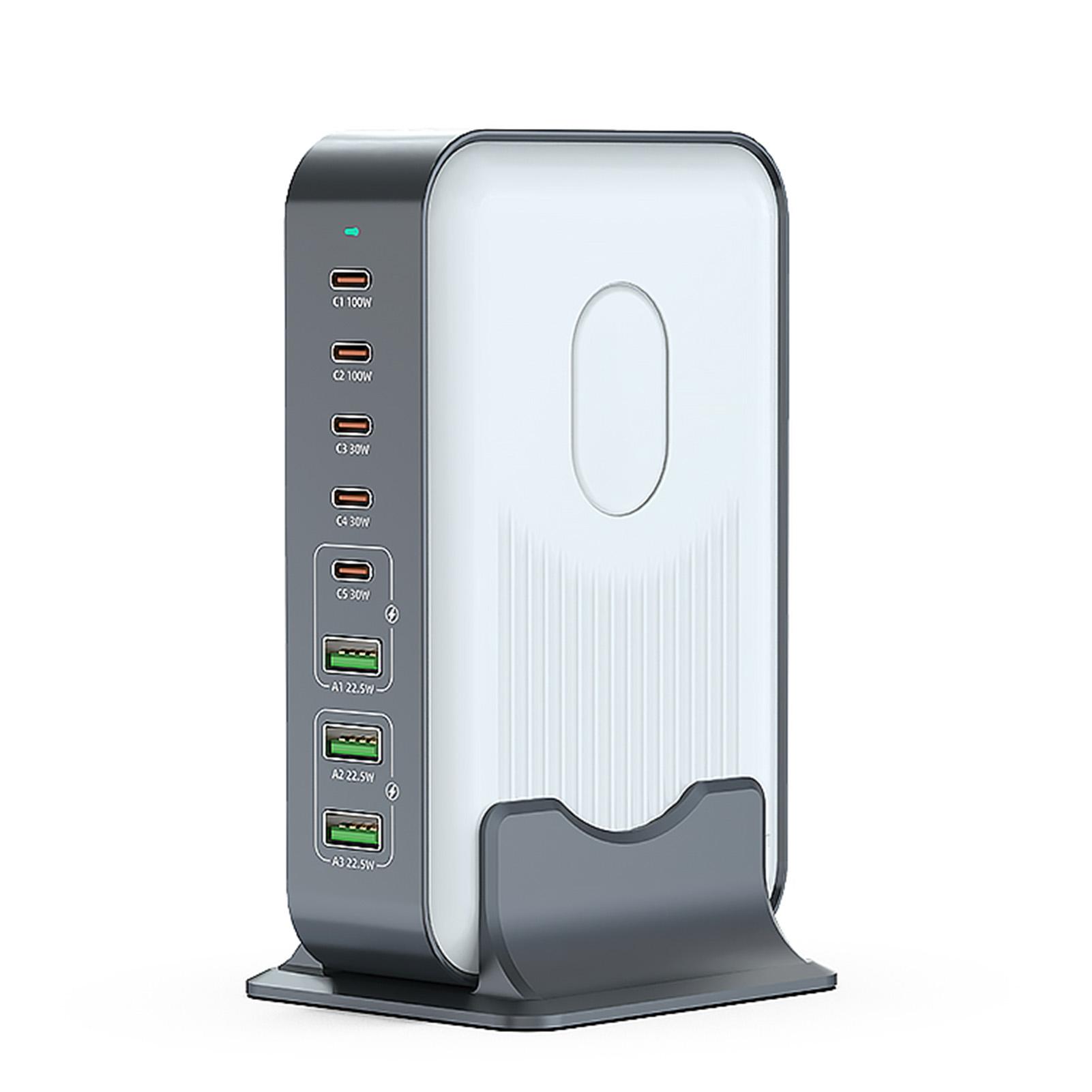

8 Port Charging Station Multifunctional Desktop Charger Smart Diversion 200W Maximum for Multiple Devices EU Plug