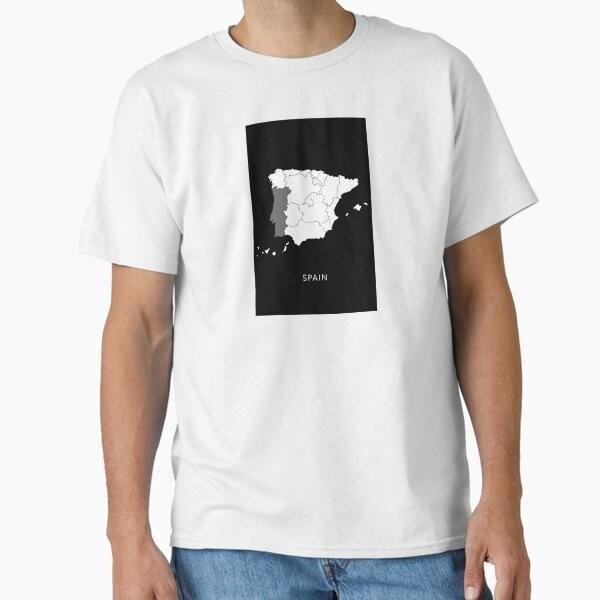 

Черно-белая карта Испании Классическая футболка Футболка Сделано в США/Австралии Размер S-2XL Унисекс Футболка L