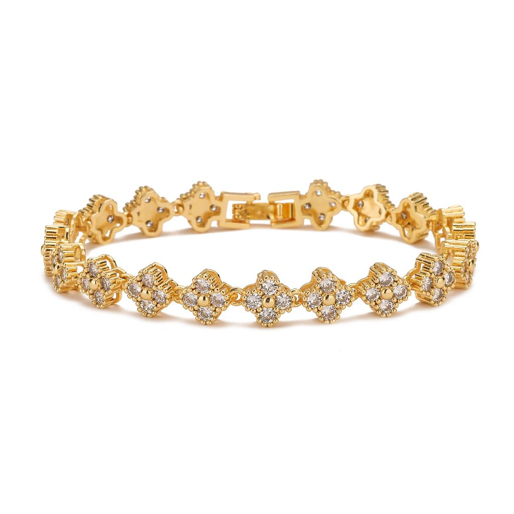 ZAKOL Korean Fashion Random Colorful Zircon Flower Plant Bracelets For Women Dopamine Girls Jewelry Party Accessories