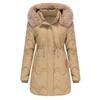 Women’s Parkas Long Coat Warm Padded Cotton Jackets Detachable Faux Fur Hooded Zipper Overcoat Winter Outdoor Casual Wear