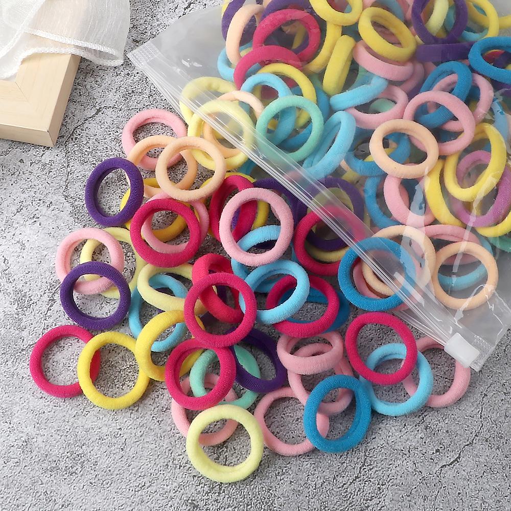 100PCS 3cm Mixed Colors Hair Bands For Kids Elastic Headband Baby Girl Headwear Scrunchies Hair Accessories Gift Ponytail Holder