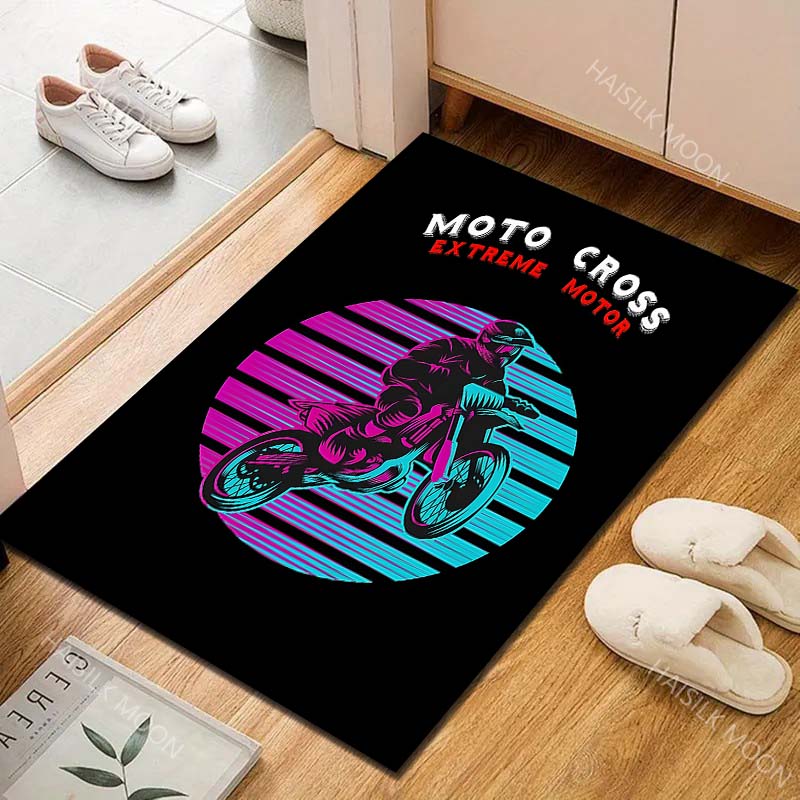 1PC Neon motocross jump synthwave background Carpet for Living Room Bedroom Sofa Home Decor Rus Non-slip Floor Mat Luxury Gift