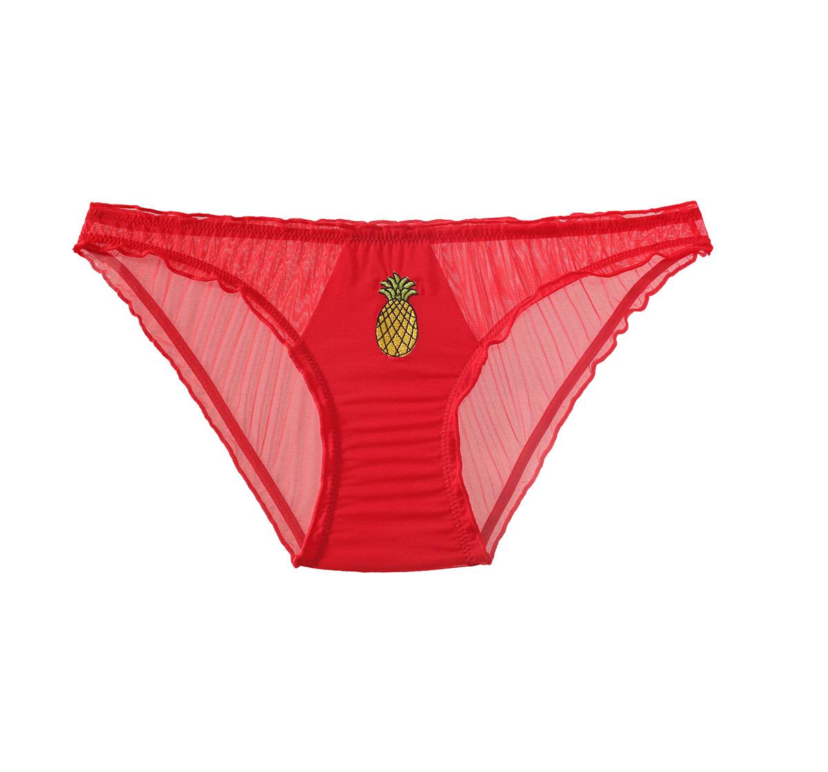 

Прозрачные трусики из сетки с кружевом и оборками в форме треугольника: Вышитое женское нижнее белье в европейском и американском стиле XXL красный