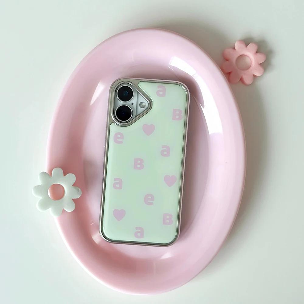 

Minimalist Pink English Letter Green Shockproof Phone Case for iPhone 17 AIR 16 15 14 13 12 11 PRO MAX PLUS Y2K Drop Glue Cover iPhone 15