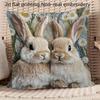 Pastel Bunny Pair Pillow Cover Double Sided 2D Print Cozy Stylish Pillow Cover Bedroom Living Room Sofa Charming Accessory Gift