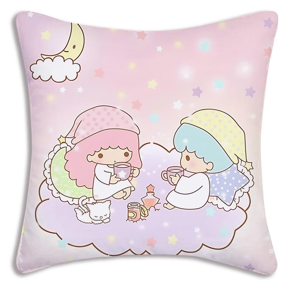 Littletwinstars Sanrios Pillow Covers Cartoon Sofa Decorative Home Double-Sided Printing Short Plush Cute Cushion Cover