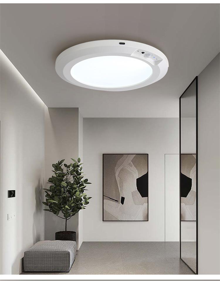 Wireless LED Ceiling Light with Motion Sensor & Remote, USB Rechargeable for Hallway, Cloakroom, or Balcony.