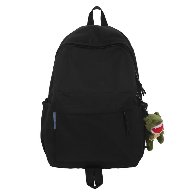 School bag college students solid color simple junior high school students Korean version daily large-capacity street backpack