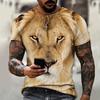 Letní pánské tričko s kulatým výstřihem Módní 3D tisk Vzor lva Tričko Módní Volnočasový Trend Nový Top Street Fashion Harajuku