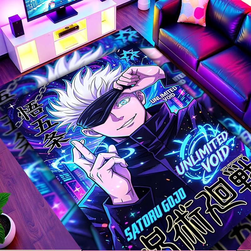 Jujutsu Kaisen Print Rug, Washable Floor Carpet, For Entryway Dorm Laundry Room Office Study, Home Decor Birthday Christmas Gift