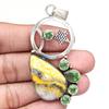 Bumble Bee Jasper Peridot  Mother's Day Silver Jewelry Pendant  2.75"