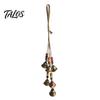 Exotic Style Home Decor Bohemian Metal Bell Pendant with Wooden Beads & Jute Rope, Retro Colorful Beaded Door Hanger Hanging Wind Chime for Window And