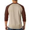 Men's Button-Down Contrast Raglan 3/4 Sleeve Top