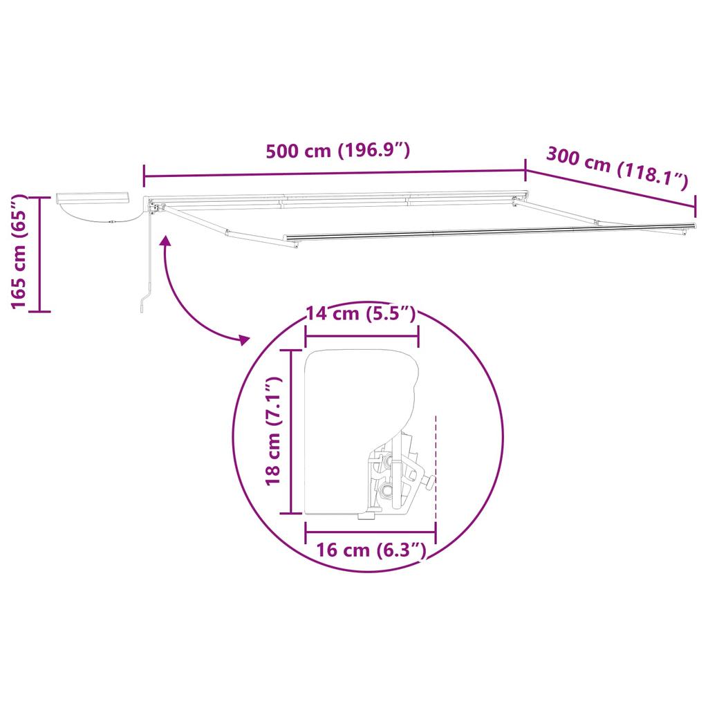 Electric Retractable Awning Red and White 5 X 3 M