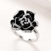CopperRose Ring for Women Black Enamel Aesthetic Flower Rings Bridal Wedding Party Accessories Luxury Jewelry