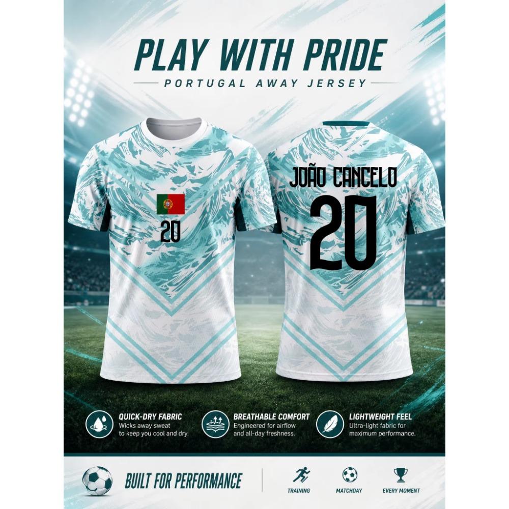Portugal Away 2026 Skin Friendly Four Sided Elastic Sportswear, Moisture Wicking Fan Jersey