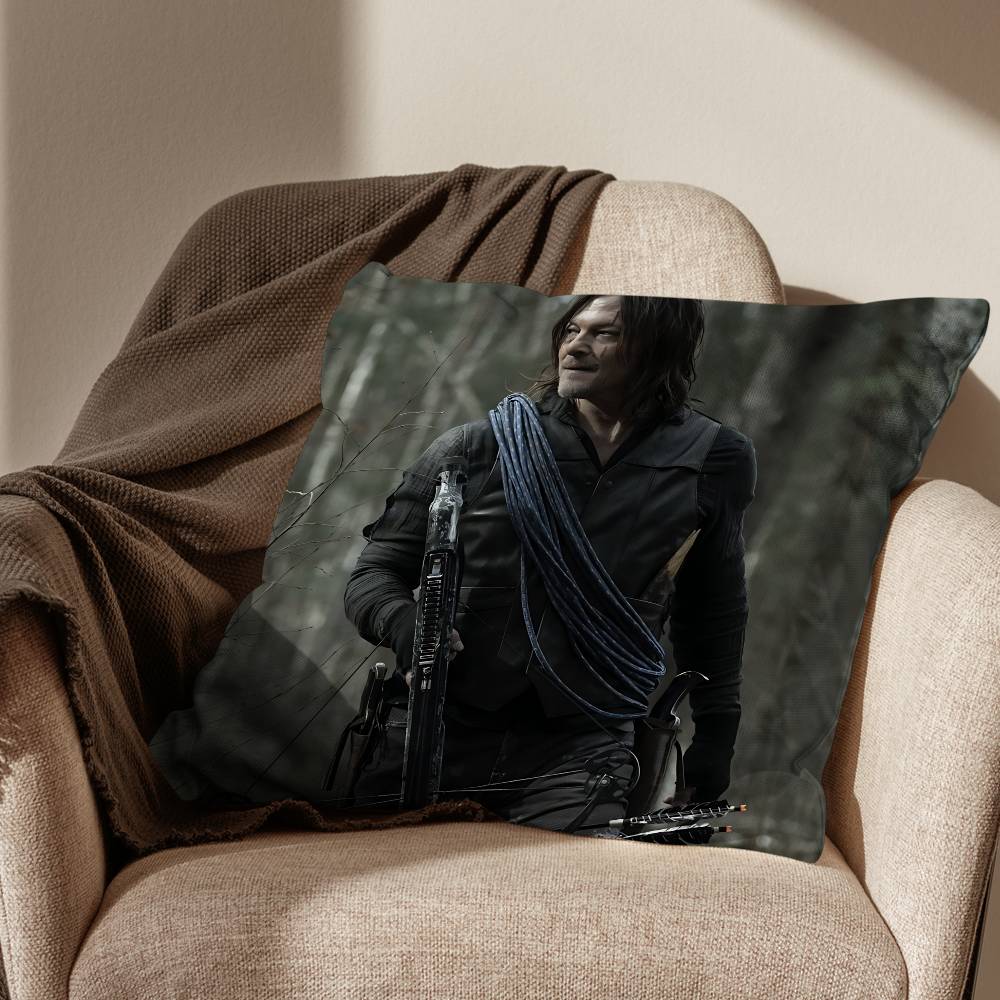 COOL Daryl T-The Walking Dead Pillow Case Square Double-Sided Printing Short Plush Sofa Cushion Cover Bedroom Bedside Pillow