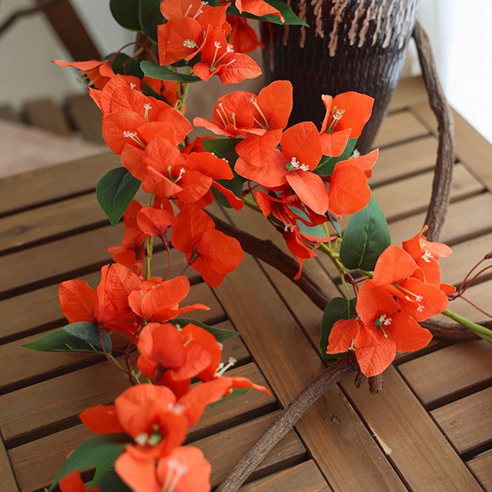Multicolor Bougainvillea Artificial Flower Vine Hanging Decoration Photo Props Simulation Flower Vine Green Leaves Ornament