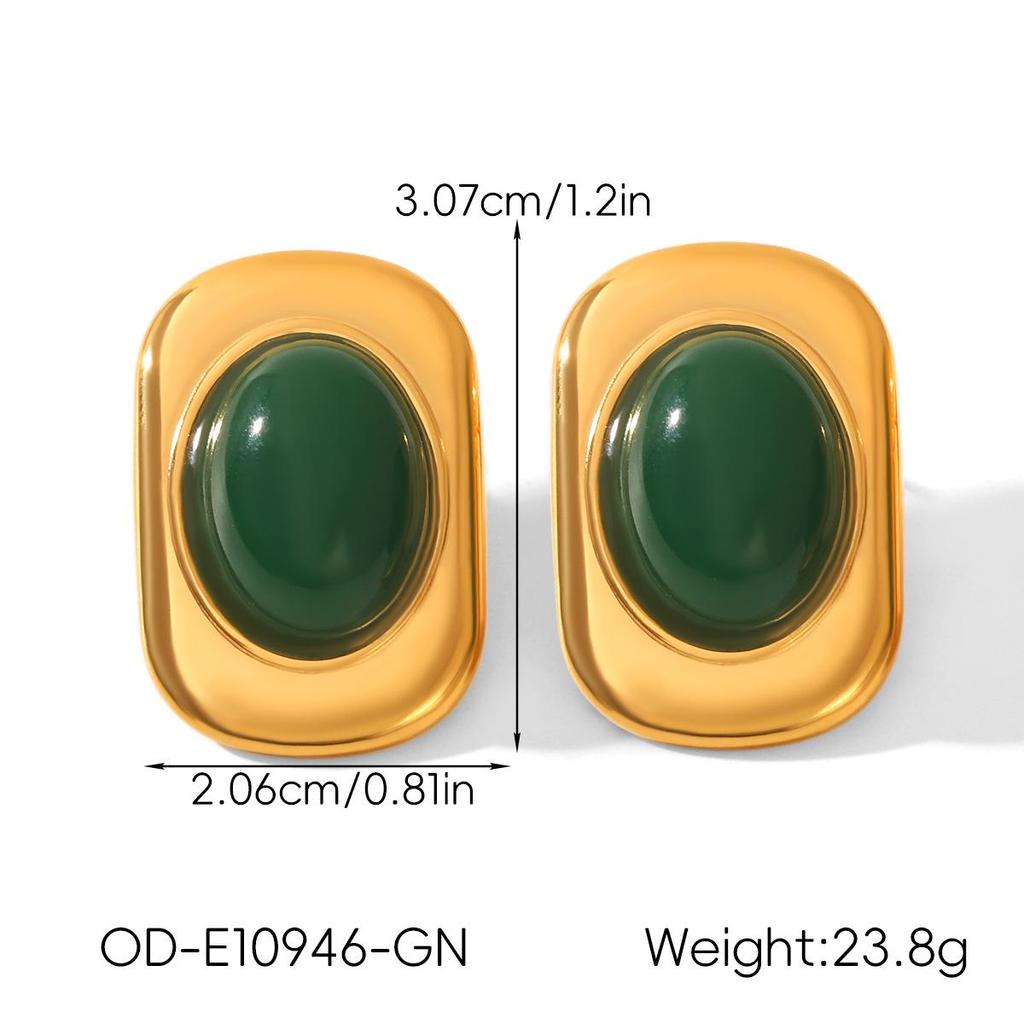 Retro Edelstahl 18k Gold Ohrringe: Nicht verblassende Titan-Ohrstecker, INS-Stil Leichter Luxusschmuck für Frauen