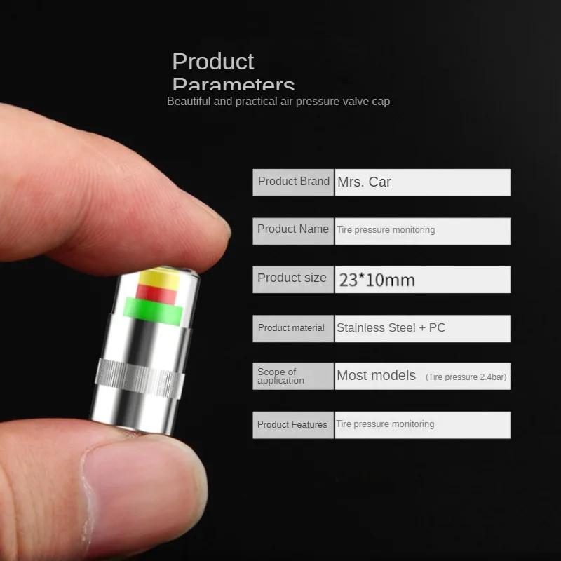 4 szt. Wskaźnik ciśnienia w oponach samochodowych Wskaźnik ciśnienia w oponach Wskaźnik alarmu Monitorowanie zaworu Czujnik nasadki zaworu Wykrywanie zaworu zewnętrznego