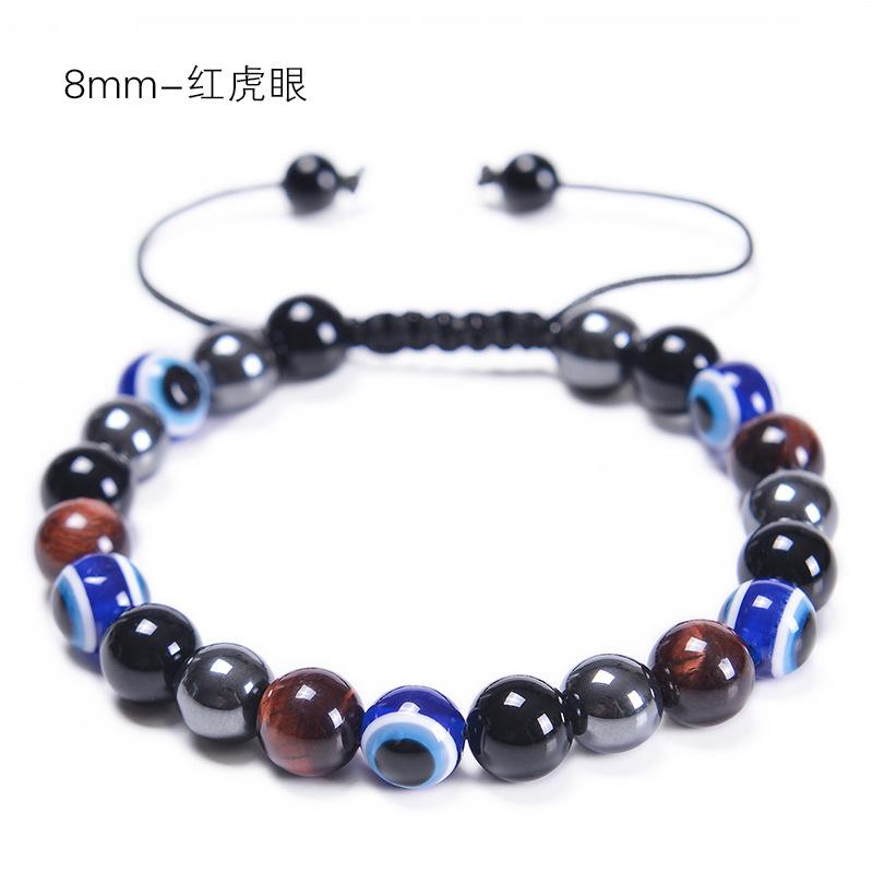 

JYL TS Bracelet Football Braided Sports Style Boosts Passion & Luck 8mm-Red Tiger Eye нектар кольору