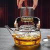 1000ml Bamboo Handle Teapot Chinese Style Glass Teapot Tea Ceremony Transparent Kungfu Tea Pot with Strainer Home Water Kettle