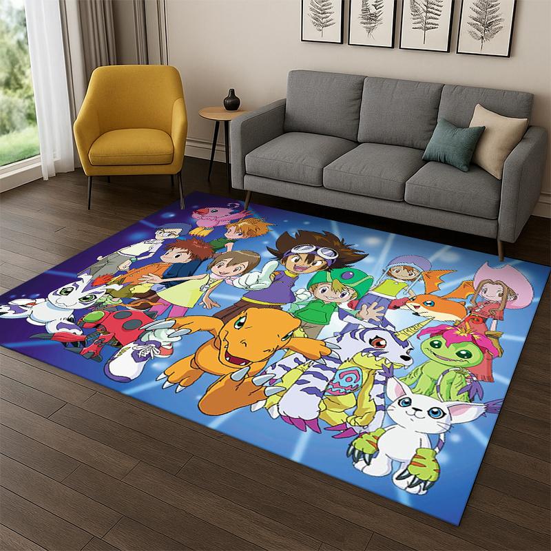3D Digimon Adventure Angewomon Agumon Cartoon Carpet Rug for Bedroom Living Room Sofa Doormat Home Decor,Kid Area Rug Non-slip