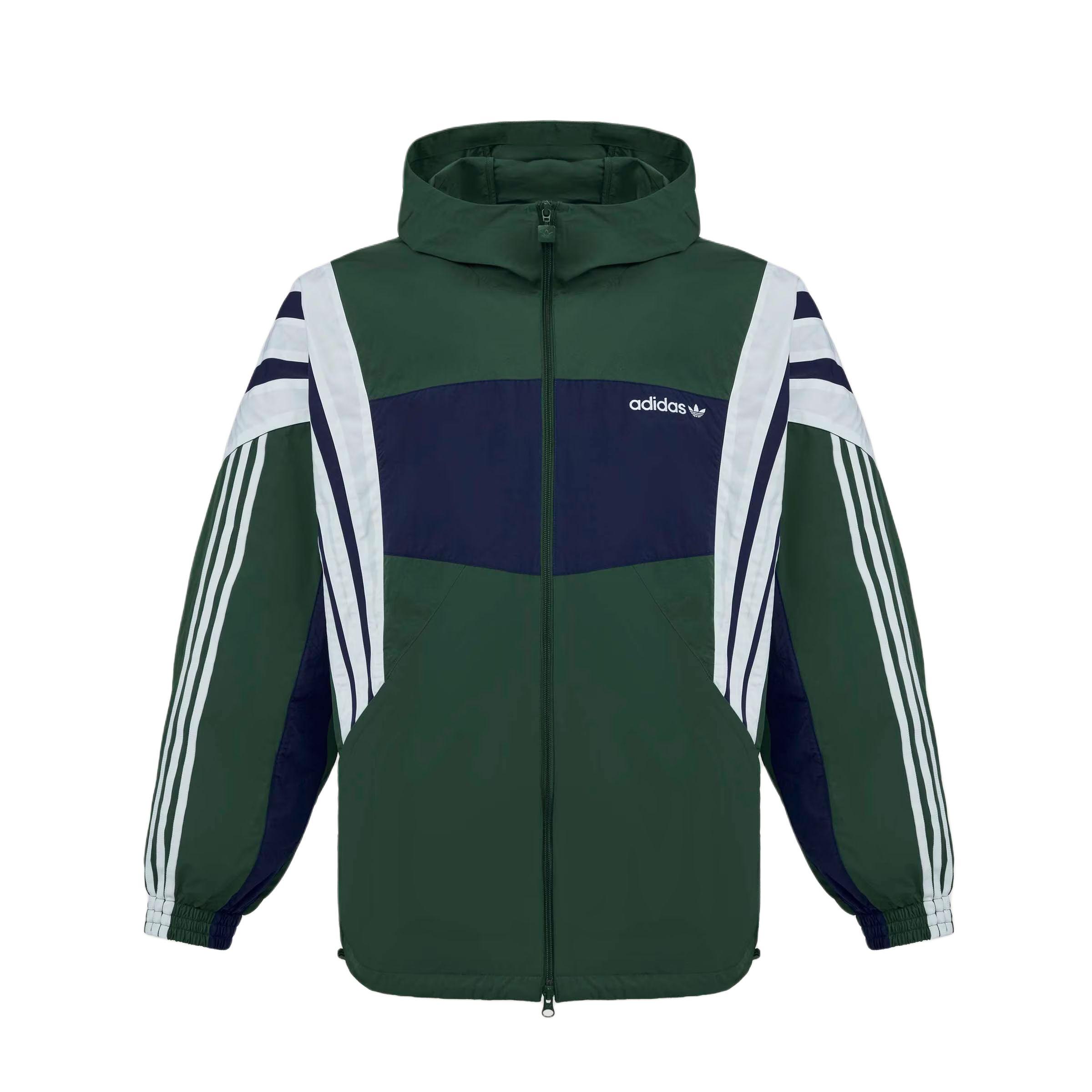Adidas Originals Windbreaker Santiago Loose Striped Sports Hooded Long Sleeve Jacket Men Jacket KW4810 S