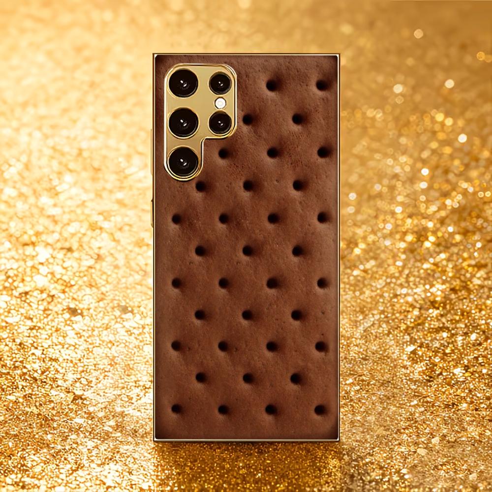 

Chocolate cookies Simplicity High-end Electroplating Glass PhoneCase for Samsung Galaxy S26 S25 S24 S23 S22 S21 FE,Ultra,Plus GalaxyS25