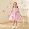 Girls' Butterfly Print Long Sleeve Dress Spring And Autumn Formal Princess Dress Children'S Dress