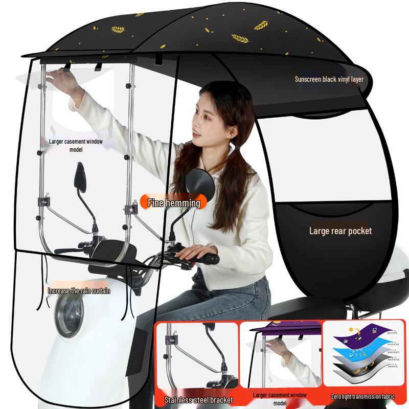 Thickened Electric Bicycle & Motorcycle Sunshade Rainproof Canopy
