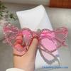 KAMMPT Heart Shaped Sunglasses with Rhinestones Women Stylish Candy Color Beach Rave Shades Trendy Sweet Handmade Sun Glasses