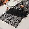 Gothic Spider Table Runner Cobweb Lace Runner, Black Web Covers for Parties Halloween Dining Table, Holiday Home Decor Vintage Overlay