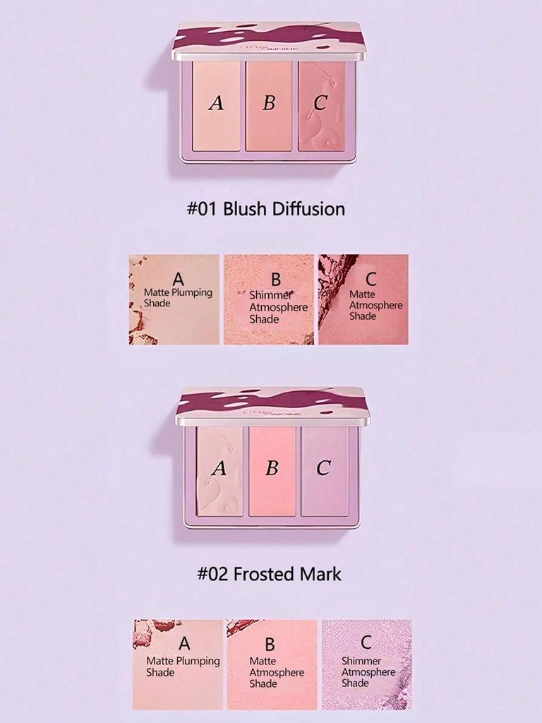 Little ONDINE Berry Mist Blush 01/02, Cream-To-Powder Velvet Matte Finish, Lightweight Non-Caking Texture, Long-Lasting Oil Control, Pore-Blurring