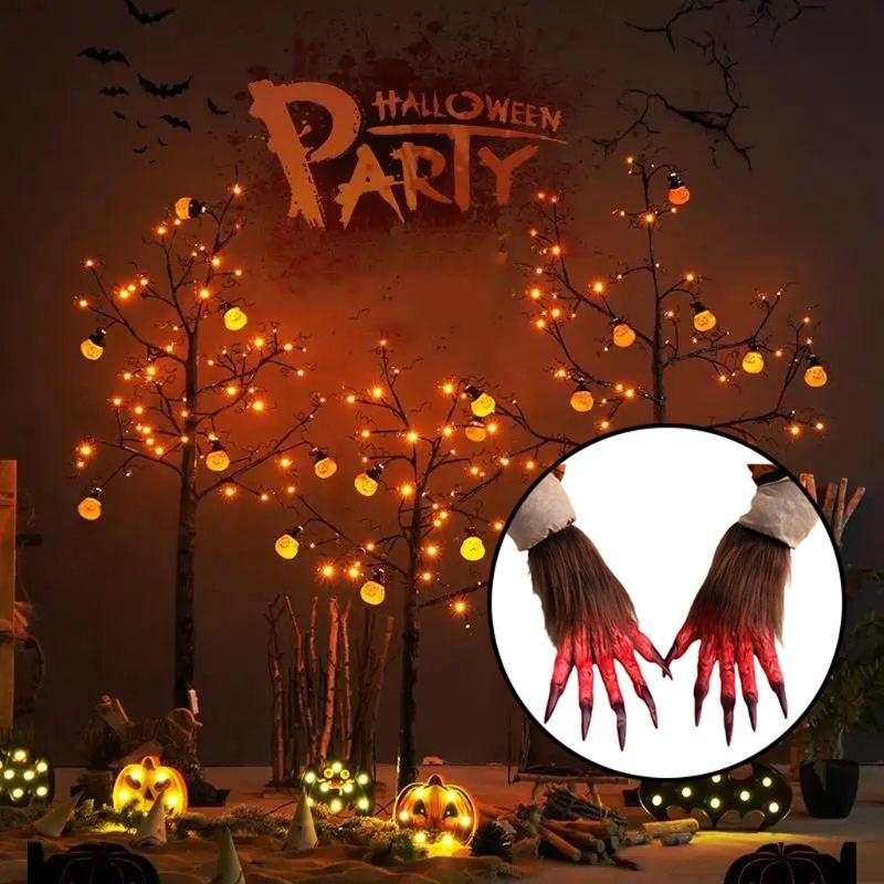 Halloween Cosplay Wolfskrallenform Handschuhe Vollfinger Fäustlinge Niedlich Karneval Outdoor Handschuhe Gummihandschuhe für Jungen Mädchen