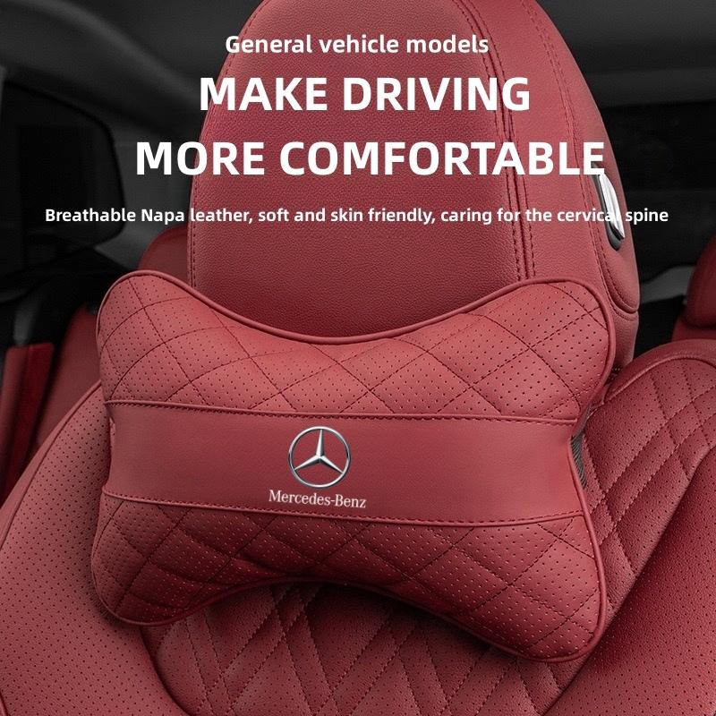 2025 Hot NEW Car Leather Headrest Seat Accessories For Mercedes Benz A C E S G Class GLC CLE CLA GLB GLS W177 W205 W213 W222 X16