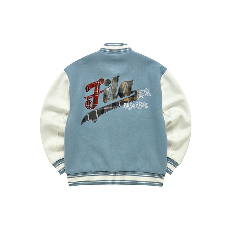 Fila Fusion Letter Stripe Loose Woven Baseball Jacket Women Jackets Navy-Blue T11W242702FLB