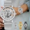 Damen Skelett Uhr Damen Mesh Quarz Armbanduhren