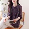 Plus Size Spring Summer Elegant Floral Printed 3/4 Sleeve Blouse Female Loose Casual All-match Shirt Women Chiffon