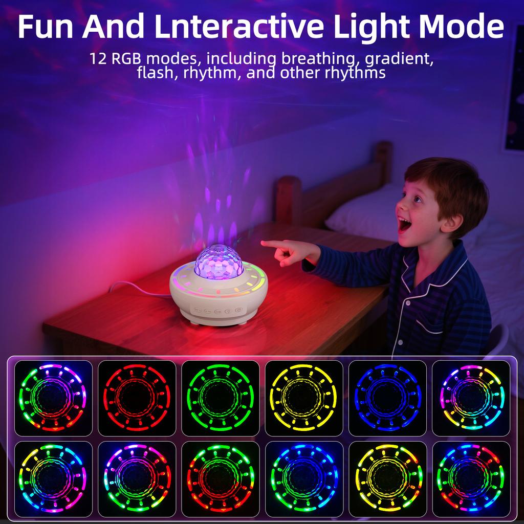 Starry Sky Mood Light Projector Night Light with Bluetooth Speaker Aurora Wav Room Master Bedroom Romantic Atmosphere Nightlight