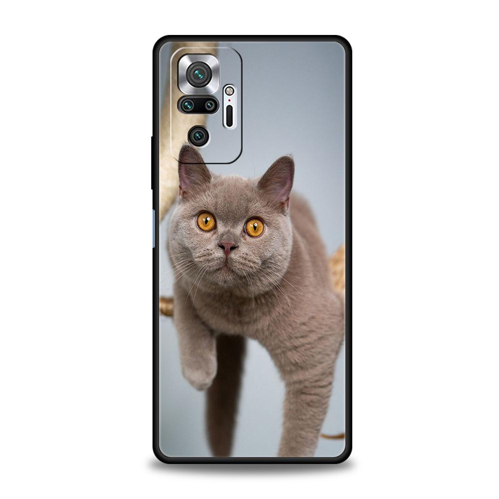 Britische Kurzhaarkatze Telefonhülle für Xiaomi Redmi Note 12 5G 10C 10 11 9 8 Pro Plus 9S 7 8T 9T 9A 8A 9C K50 K40 Gaming-Abdeckung
